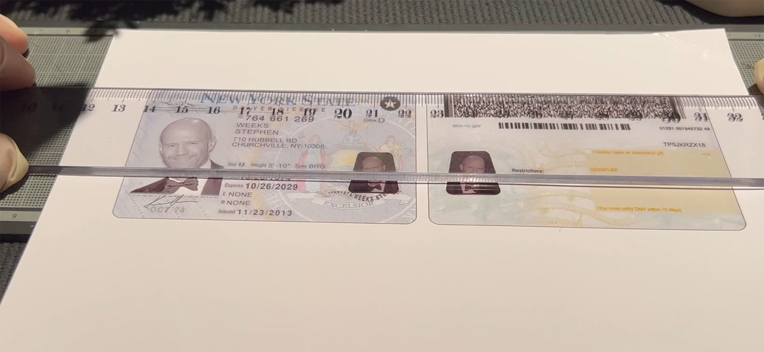 Trimming the printed card along its border